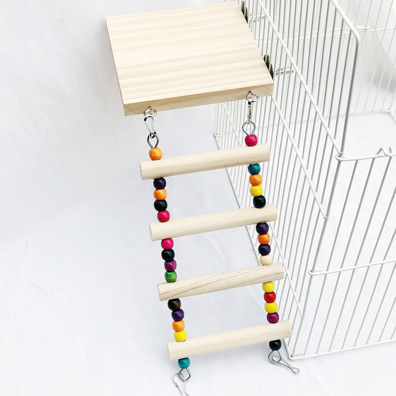 Pet Birds Swing Wooden Bridge Ladder Climb Cockatiel Parakeet Budgie Parrot Toy Wood Ladder