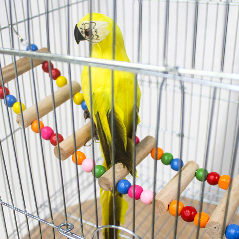 Pet Birds Swing Wooden Bridge Ladder Climb Cockatiel Parakeet Budgie Parrot Toy Wood Ladder