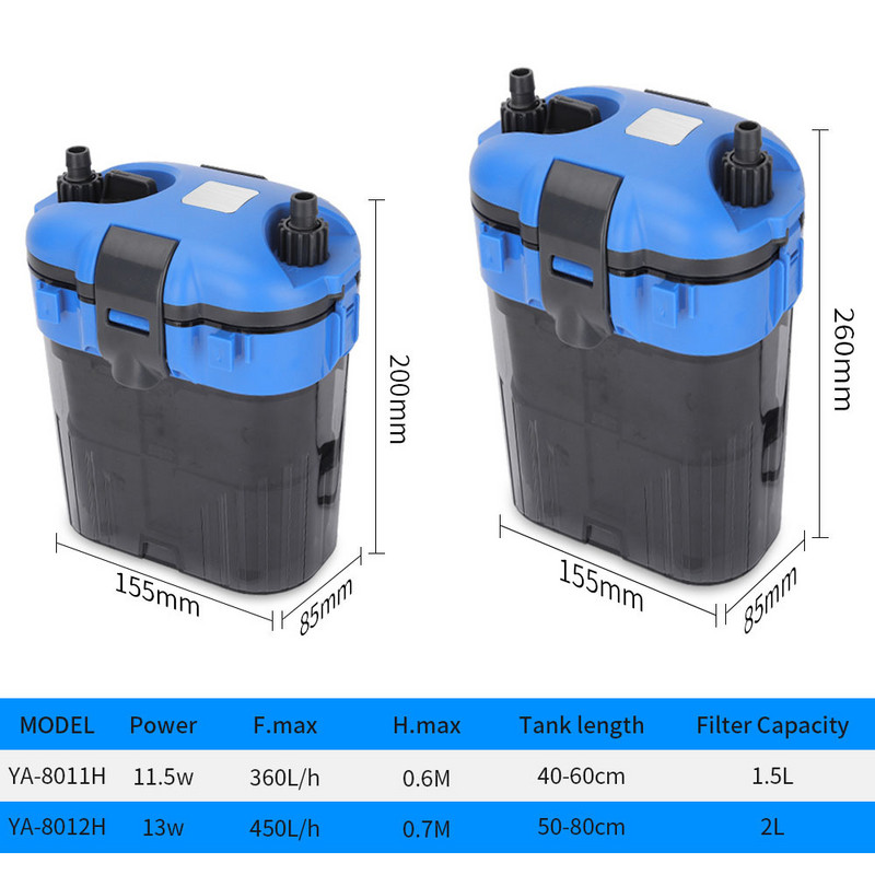 Vanjski filtar spremnika za akvarij Biokemijski filtar rezervoara za ribe Bačva Ultra tihi prozirni spremnik 13W/11,5W