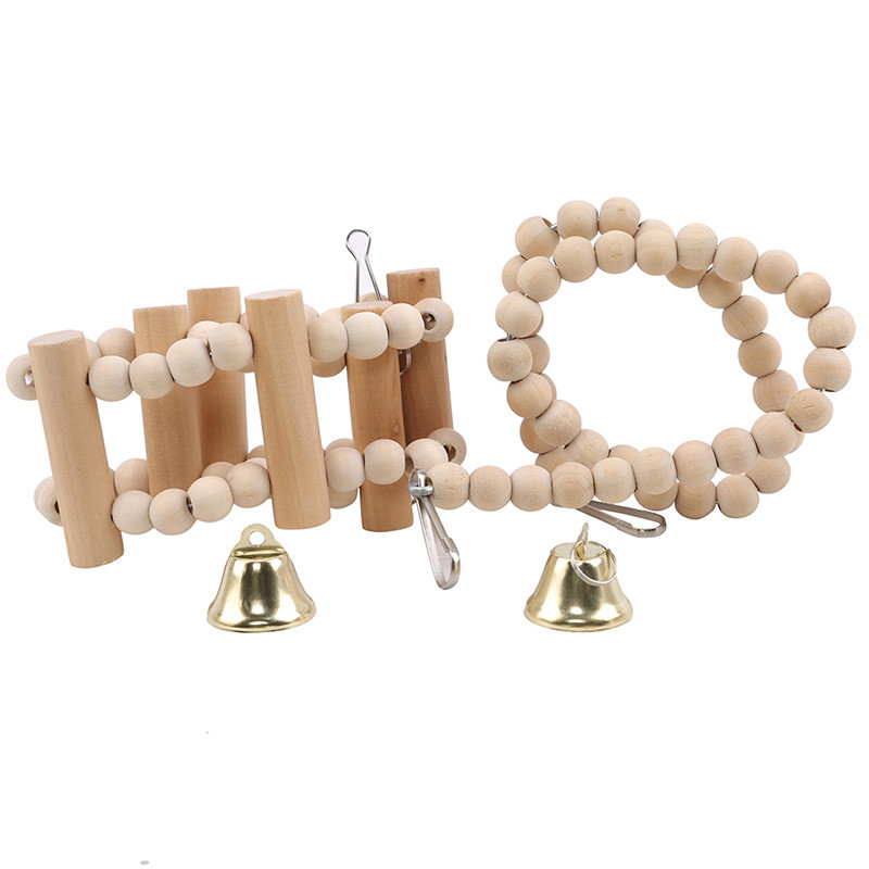 8 Πακέτα Κούνια παπαγάλου πουλί, Κρεμαστό παιχνίδι, φυσικό ξύλο κουδούνι Παιχνίδια κλουβιού πουλιών για παπαγάλους παπαγάλοι κοκατίλ Finches Budgie παπαγάλοι