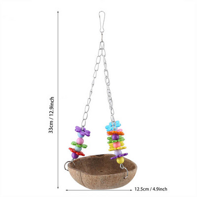 Jucărie de mestecat cu papagal pentru păsări Jucării din lemn cușcă suspendată pentru papagali.
