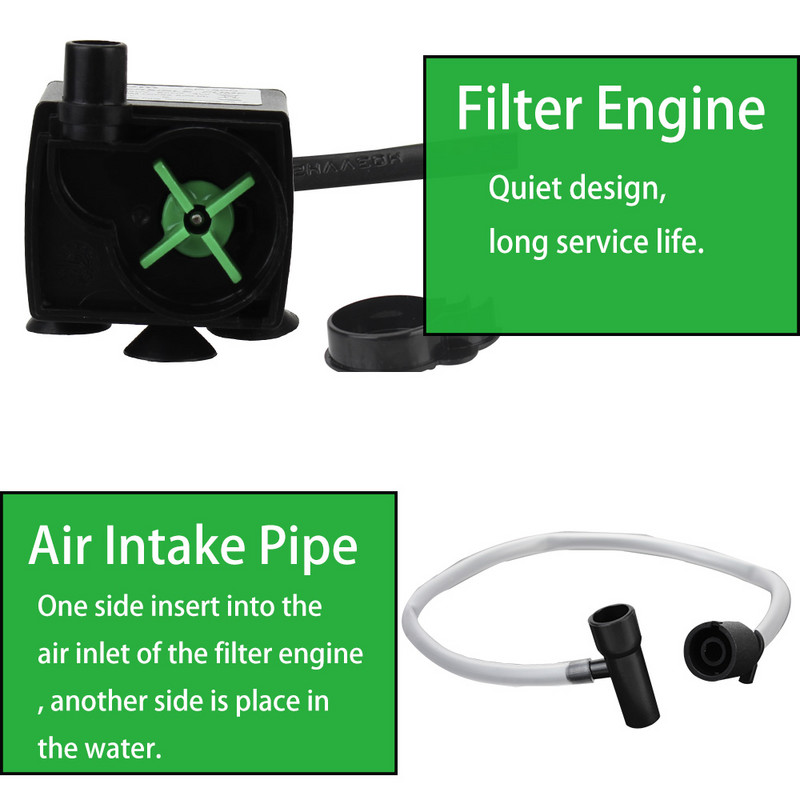 Kilpkonna paagi filter Madala veetasemega sukelveefiltri pump hapniku suurendamise pump akvaariumi kalapaagi EU USA pistik