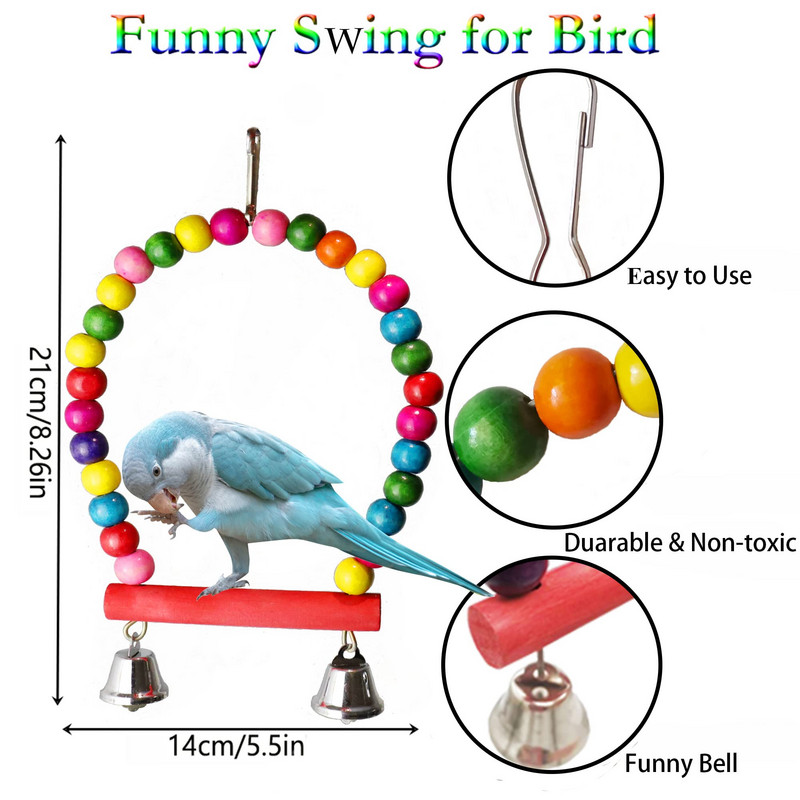 10 tk papagoi mänguasjad linnukiiged närimismänguasjad lind võrkkiik kellukella mänguasjad lindude ahven puidust helmestega riputamiseks papagoi lemmikloomade tarvikute jaoks