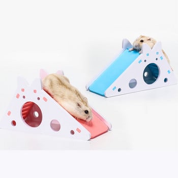 Bird Slide Toy Hamster Hideout House Αξεσουάρ κλουβιού παπαγάλου ινδικό χοιρίδιο Ξύλινη τσουλήθρα σπηλαίου με σκάλες Παιχνίδι για μικρά κατοικίδια