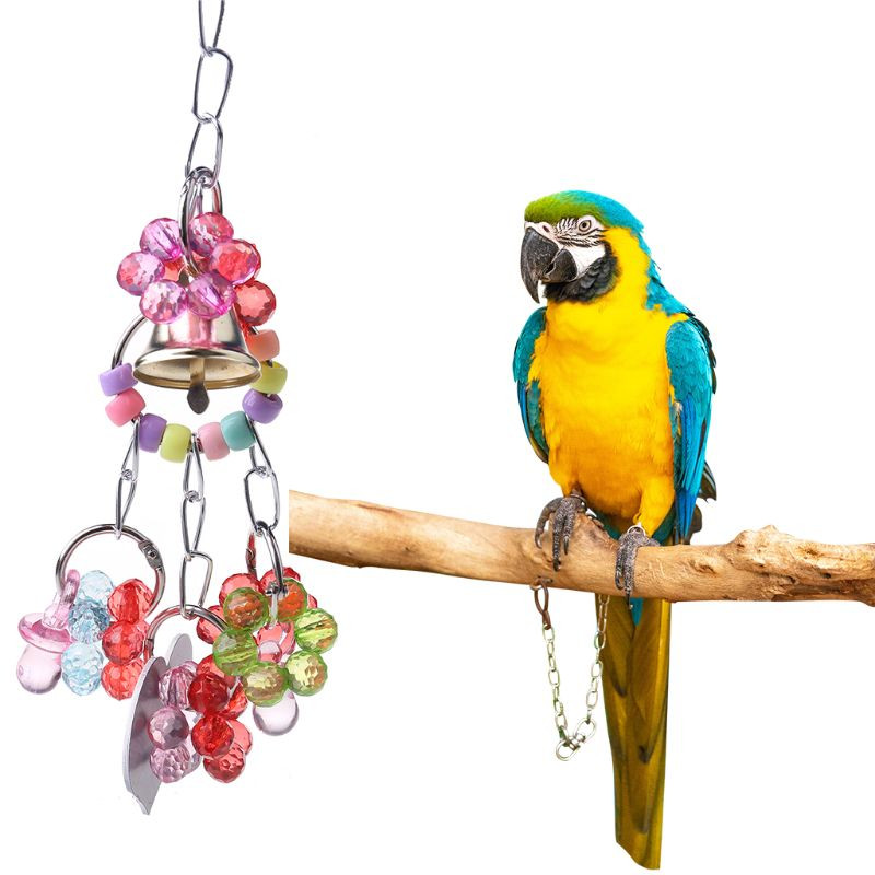 Animale de companie Cușcă pentru papagali Jucării agățate pentru pasăre Jucării de mestecat Oglindă cu clopoțel pentru papagal