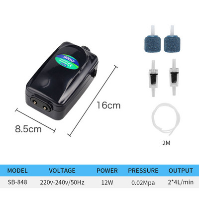 220VFish Tank skābekļa paaugstināšanas sūkņa izslēgšanas mašīna maza skābekļa ražošanas iekārta zivju audzēšanai akvārija gaisa sūknis 8W 12W