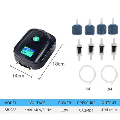 220VFish Tank skābekļa paaugstināšanas sūkņa izslēgšanas mašīna maza skābekļa ražošanas iekārta zivju audzēšanai akvārija gaisa sūknis 8W 12W