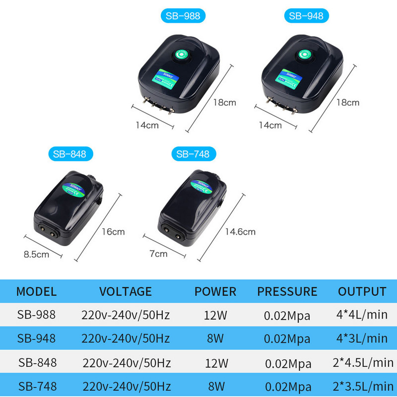 220VFish Tank skābekļa paaugstināšanas sūkņa izslēgšanas mašīna maza skābekļa ražošanas iekārta zivju audzēšanai akvārija gaisa sūknis 8W 12W