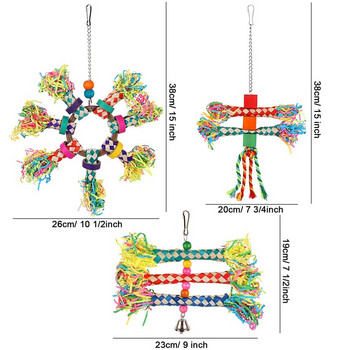 Играчки за раздробяване на птици, 5 БР. Цветни бамбукови висящи играчки Дървени блокчета за дъвчене на папагал, Играчки за търсене на храна за птици за малки и средни