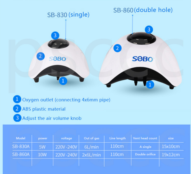 SEBO SB-830A SB-860A Sisekalapaagi spetsiaalne mini õhukompressor, ülivaikne energiasääst, suure õhuvooluga hapnikupump.Aeraator