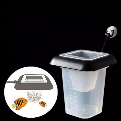 1pc Plastic Feeder Set With Suction Cup For Aquarium Red Worm Feeding Fish Tank Cone Live Food Tapered Hopper Basket Supplies