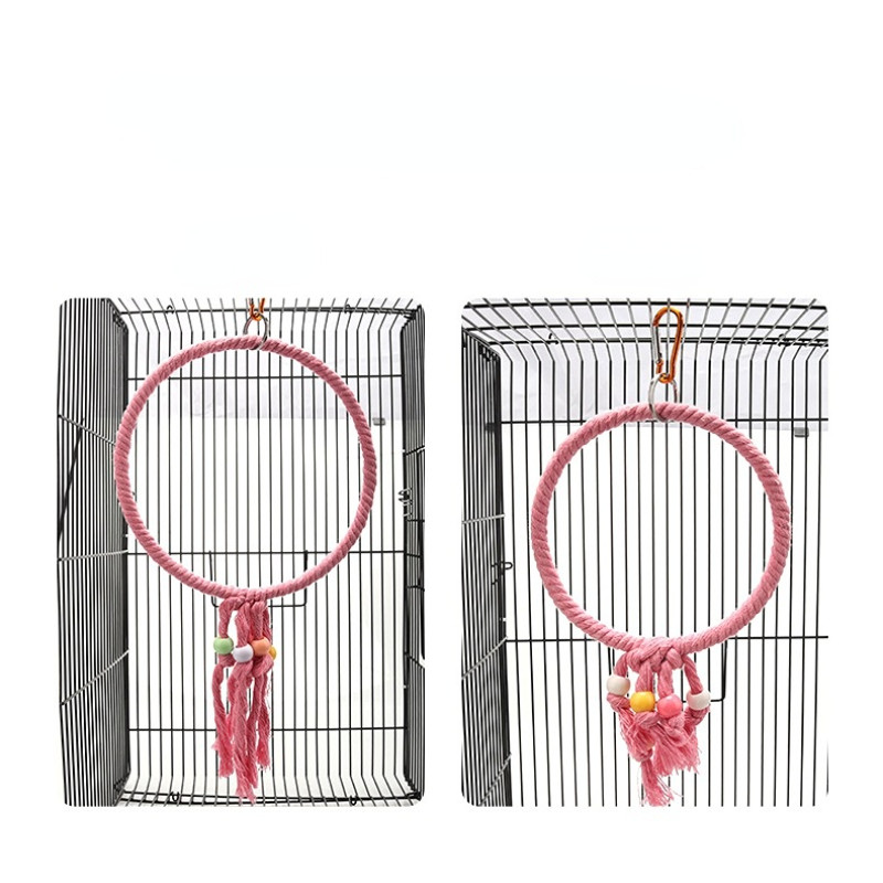 Lemmiklindude mänguasjad Papagoi kiigurõngad Mänguasi linnupuur Aksessuaarid Kaunistused Värvilised puuvillased köiega rõngad Linnutarbed Puuvillane köismänguasi