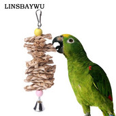 1 buc. Jucărie de păsări papagal, iarbă de mestecat, cușcă suspendată, leagăn, jucării de mestecat cu clopot, lemn natural, cadouri de Crăciun