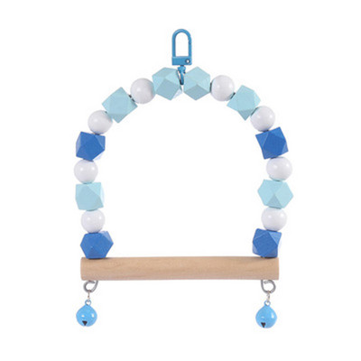 1 buc. Jucărie de păsări papagal, iarbă de mestecat, cușcă suspendată, leagăn, jucării de mestecat cu clopot, lemn natural, cadouri de Crăciun