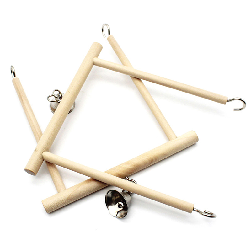 Leagăn din lemn de biban de păsări pentru cușcă Stand de biban de papagal Exercițiu de alpinism Jucărie de șlefuit labei pentru perus Conure Cockatiel Budgie