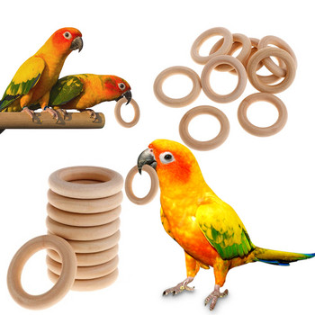 10 τεμ. Pet Bird Parrot Intelligence Toys Φυσικό Ξύλινο Δαχτυλίδι Παπαγάλος Εκπαιδευτικό Παιχνίδι Chew Bite Toys For Budgies Parakeet Growth Toy