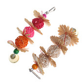 Spalvingos papūgos kramtomosios sruogelės, sukandančios dantis, rutulinis varpelis, patrauklūs paukščių papūgų žaislai