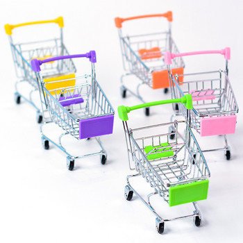 Мини количка за пазаруване Creative Alloy Bird Shopping Cart Играчка за играчки за съхранение на папагал Gif Аксесоари за малки животни