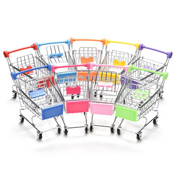 Мини количка за пазаруване Creative Alloy Bird Shopping Cart Играчка за играчки за съхранение на папагал Gif Аксесоари за малки животни