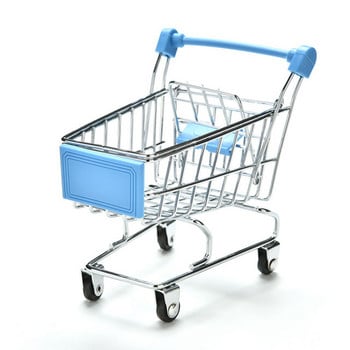 Мини количка за пазаруване Creative Alloy Bird Shopping Cart Играчка за играчки за съхранение на папагал Gif Аксесоари за малки животни