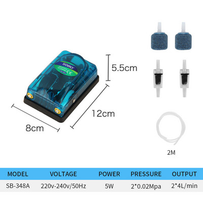 Αντλία αερισμού SOBO SB-248A/SB-348A Δεξαμενή ψαριών Διαφανής αθόρυβη αντλία οξυγόνου Αντλία οξυγόνωσης