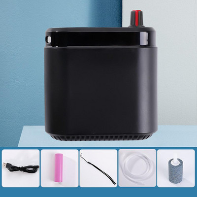 1 gab. Pārnēsājams skābekļa sūknis 3l/min Uzlādējams kluss USB gaisa sūknis gaisa kompresors zivju tvertnes akvārija piederumi