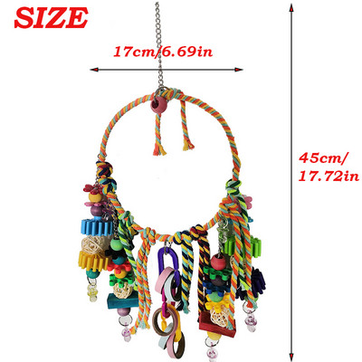 1 tk papagoilindude mänguasja puur Värvilised rippuvad kiiged Papagoi puuvillane köis mängualus Ronimismänguasjad linnutarbed