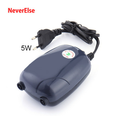 Akvārija gaisa sūknis, kompresors, aerators ar vienu/dubultu izeju + aksesuāri ar gaisa burbuļu akmens cauruli 3 W/5 W zivju tvertnes dīķa skābekļa sūknis