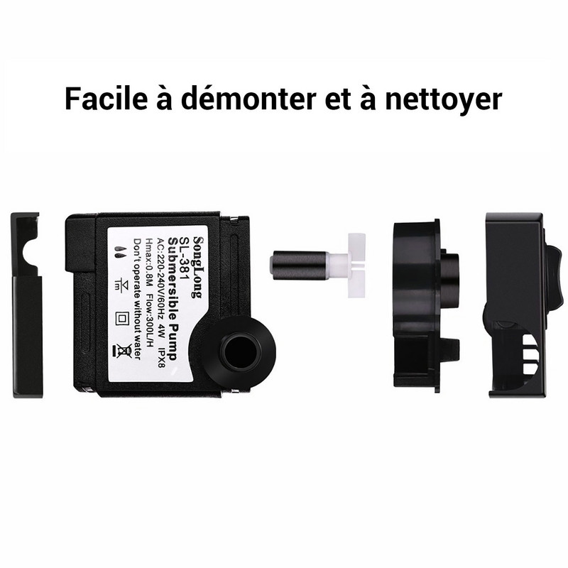 NICREW SL-381 Pompă de apă în miniatură pentru acvariu Silențioasă IP68 Fântână impermeabilă Decorație rezervor de pești Iaz Pompă submersibilă 4W 300L/H
