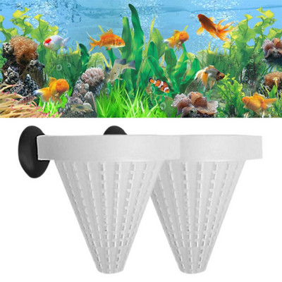 Red Worm Feeding Automatic Fish Feeder Tapered Aquarium Funnel Cup Fish Food Feed Feeder With Suction Cup Betta Fish Tanks Tools