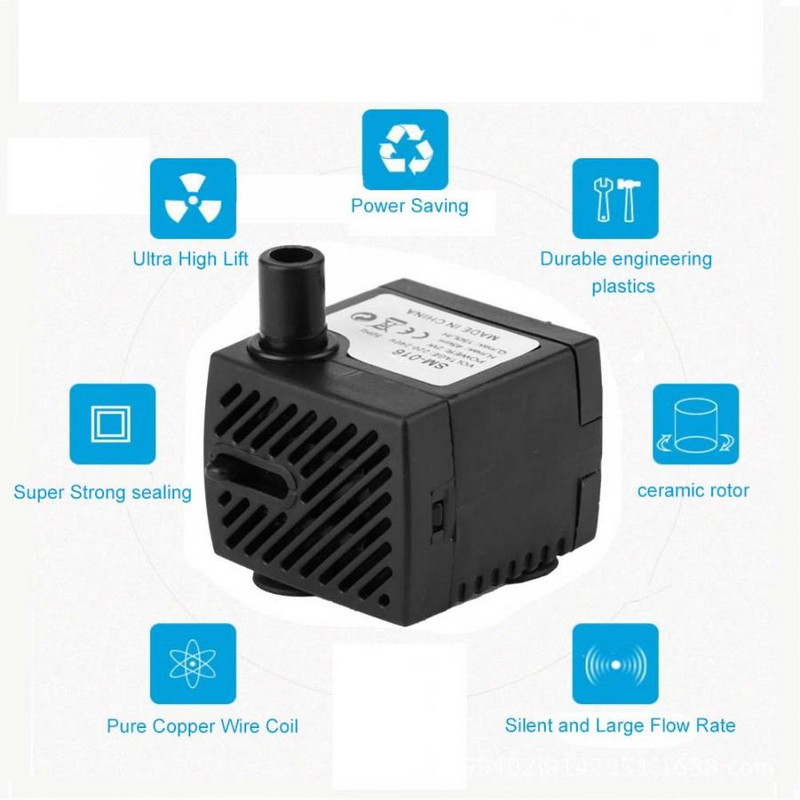 Pompă pentru rezervor de pește cu 4 LED-uri pentru acvariu fântână cu stâncă Pompă de oxigen pentru pește, decorare pentru lanternă pentru acvariu Nou