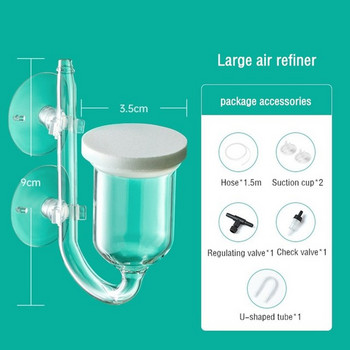 Стъклен кислороден рафинер Аквариум Въздушен камък Fish Tank Нано балон камък с възвратен клапан Дифузор със супер високо съдържание на разтворен кислород