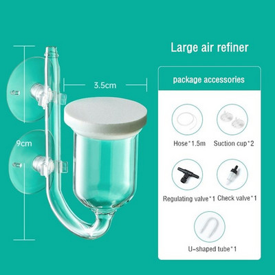 Glass Oxygen Refiner Aquarium Air Stone Fish Tank Nano Bubble Stone με βαλβίδα ελέγχου Super-High Disolved Oxygen Diffuser