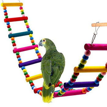 Parrot Macaw Cage Swing Shelf Pet Bird Toys Pet Bird Toys Цветна дървена топка Стълба за катерене Parrot Birds Toy Аксесоар