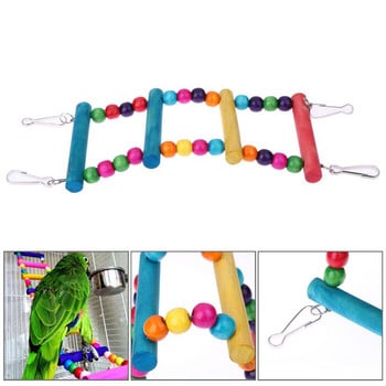 Parrot Macaw Cage Swing Shelf Pet Bird Toys Pet Bird Toys Цветна дървена топка Стълба за катерене Parrot Birds Toy Аксесоар