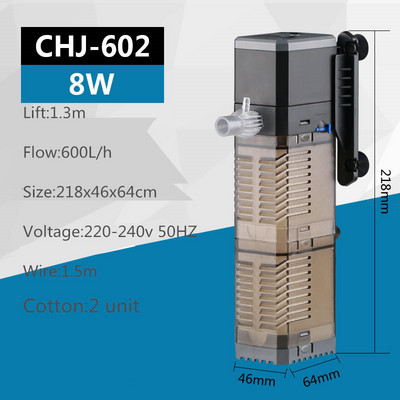 Filtru 3 în 1 pentru filtru de acvariu pentru acvariu Mini filtru pentru acvariu, purificator de apă submersibil de oxigen pentru acvariu