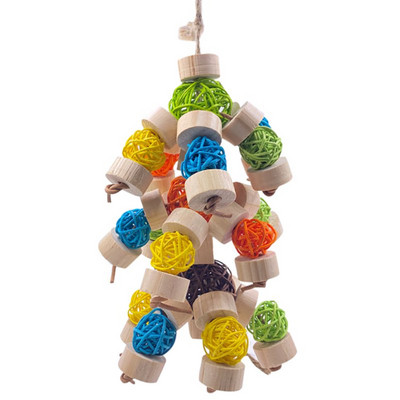 Jucărie de mestecat pentru păsări, bloc noduri, jucărie de rupere, minge de ratan multicoloră, papagal, jucărie de mestecat pentru macaws, cokatoos, papagal amazon, gri african