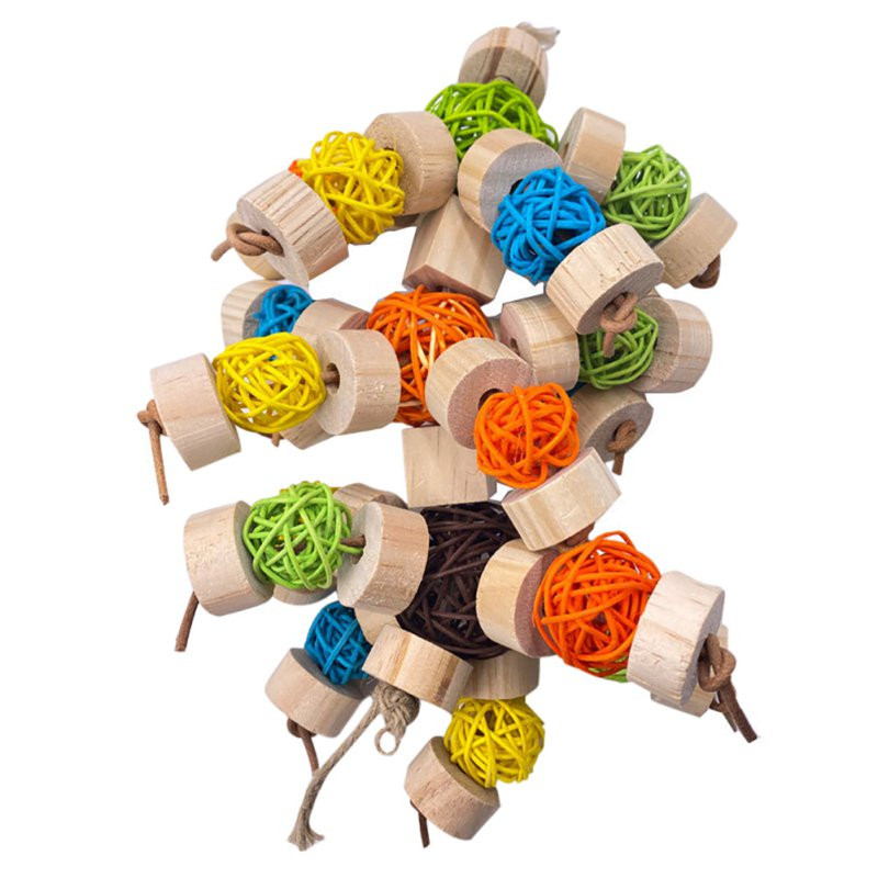 Jucărie de mestecat pentru păsări, bloc noduri, jucărie de rupere, minge de ratan multicoloră, papagal, jucărie de mestecat pentru macaws, cokatoos, papagal amazon, gri african