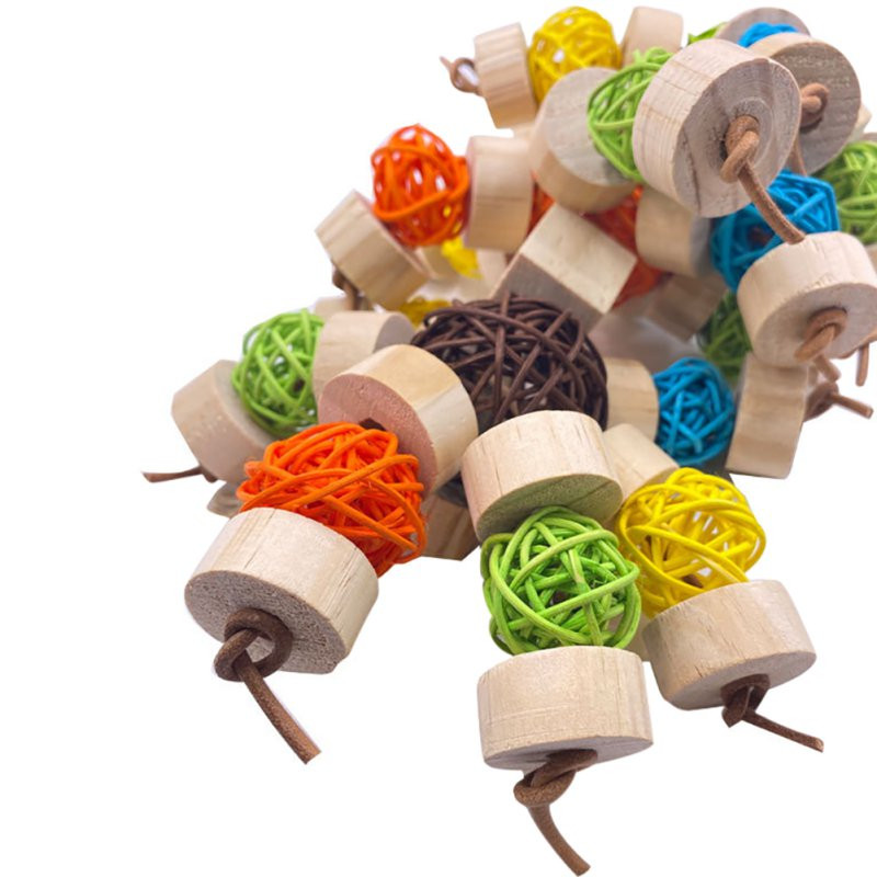 Jucărie de mestecat pentru păsări, bloc noduri, jucărie de rupere, minge de ratan multicoloră, papagal, jucărie de mestecat pentru macaws, cokatoos, papagal amazon, gri african