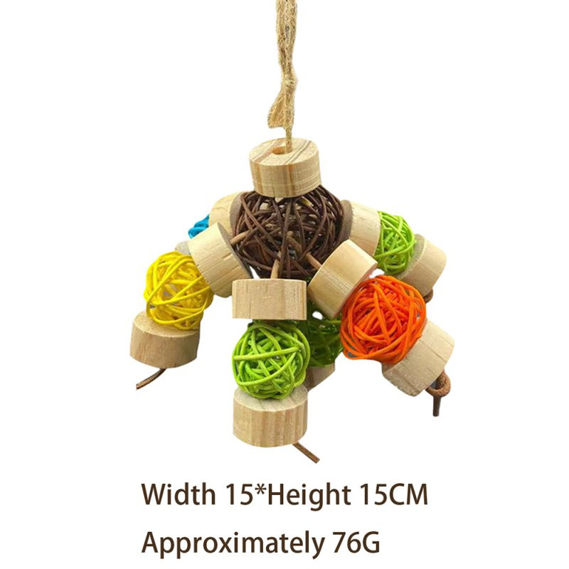Jucărie de mestecat pentru păsări, bloc noduri, jucărie de rupere, minge de ratan multicoloră, papagal, jucărie de mestecat pentru macaws, cokatoos, papagal amazon, gri african