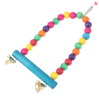 1PC Cușcă de păsări din lemn Cușcă de biban agățată păsări din lemn de biban Jucării de papagal Suport suport pentru leagăn din lemn natural pentru animale de companie