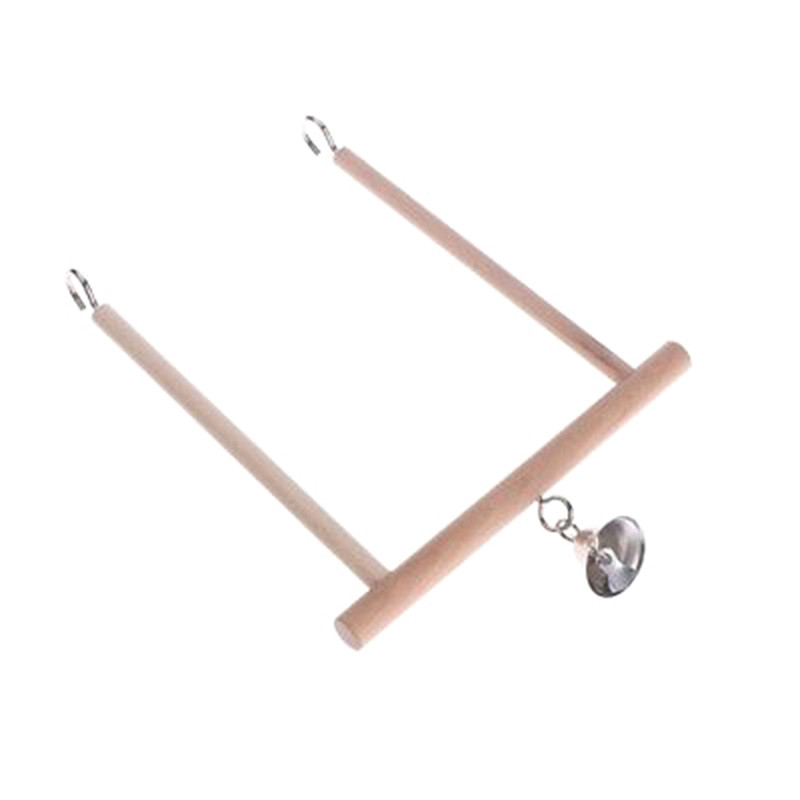 1PC Cușcă de păsări din lemn Cușcă de biban agățată păsări din lemn de biban Jucării de papagal Suport suport pentru leagăn din lemn natural pentru animale de companie