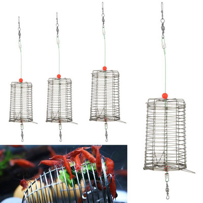 Stainless Steel Fishing Lure Cage Fishing Tackle Baits Fishing Trap Basket Feeder Holder Container Lure Attracting Mesh Cages