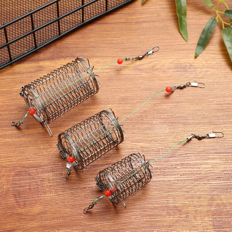 Roostevabast terasest püügilant puur Püügitarbed söödad Püügilõks korvi söötja hoidik konteineri peibutis meelitavad võrgust puurid