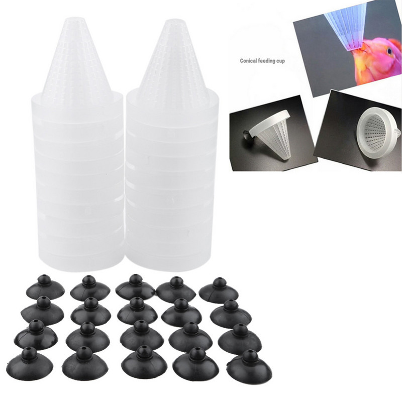 20 τμχ Fish Feeder Red Worm Food Feeding Aquarium Cone Funnel Fish Food Feed Tool Τροφοδότης ενυδρείου
