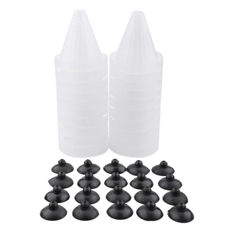 20 τμχ Fish Feeder Red Worm Food Feeding Aquarium Cone Funnel Fish Food Feed Tool Τροφοδότης ενυδρείου