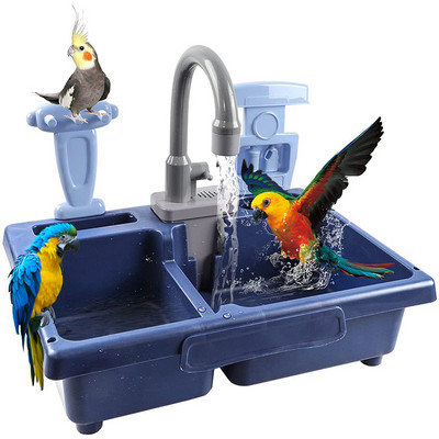 Kisállat papagájok játék elektromos mosogatógép papagáj fürdőkád csappal Madár fürdő doboz adagoló étel vízadagoló madár fürdőszobai játékok