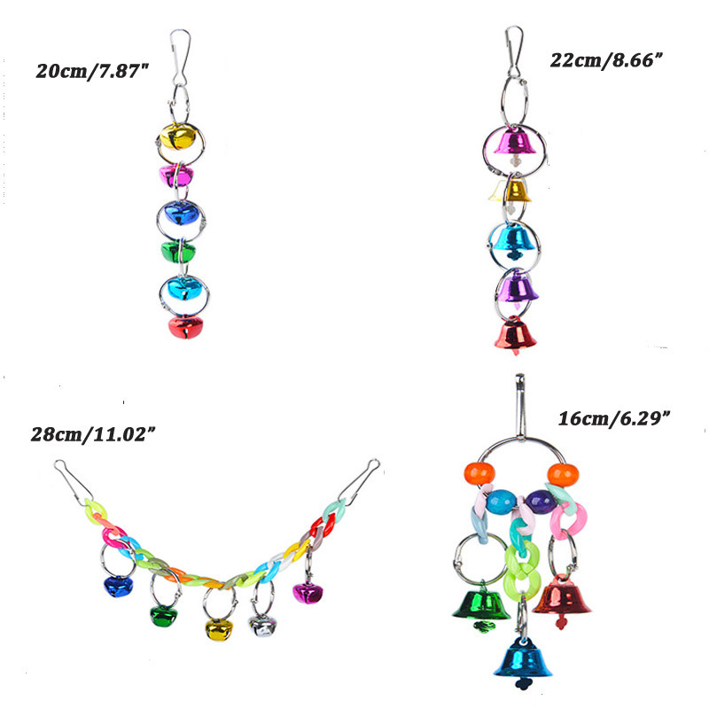 Ptice Oprema za kućne ljubimce Igračke za zvonce za papige Ručno izrađeno šareno zvono od drvenih perli Igračka za ptice Kreativna ljuljačka Dekoracija kaveza za ptice Igračke za papige