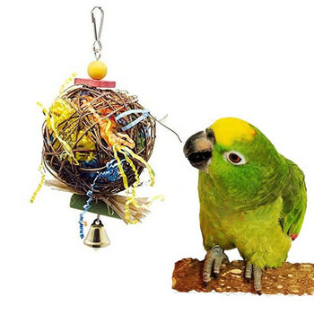 Parrot Shredder Paper Toys Висяща ратанова топка Bird Bite Дъвчаща играчка със звънчета за вълнисти папагалчета Аксесоари за клетка за корела