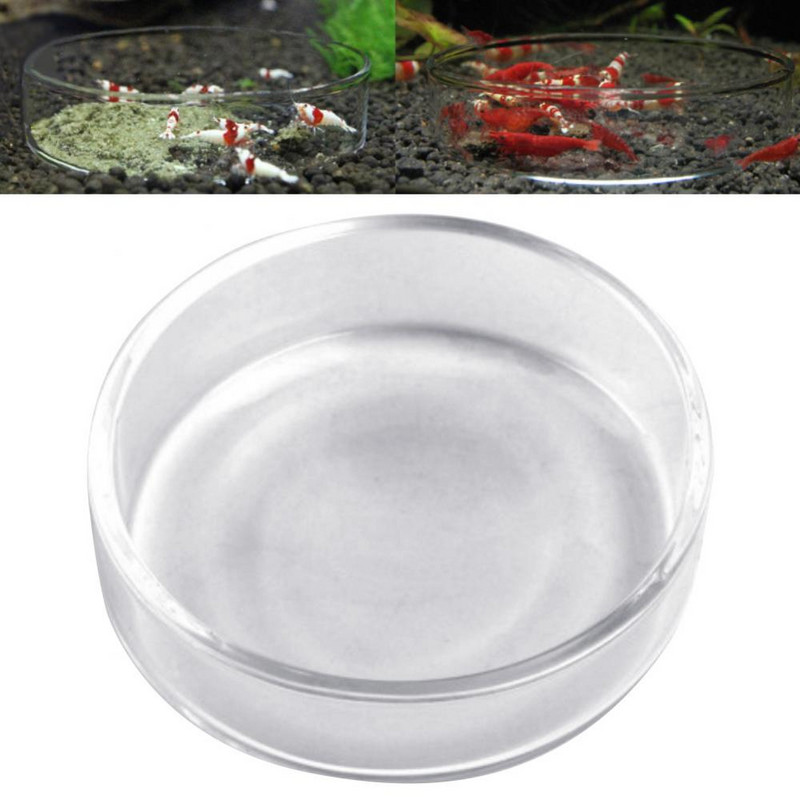 Alimentator Vasă de hrănire Rezervor de acvariu Pește Cristal Roșu Cireș Creveți Hrănitor rotund din sticlă